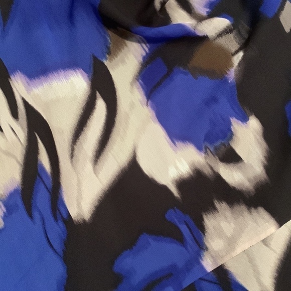 ADRIANNA Papell Blurred Chiffon Sleeveless Dress Drop Waist Blue/Black Women’s 4 - Picture 6 of 14